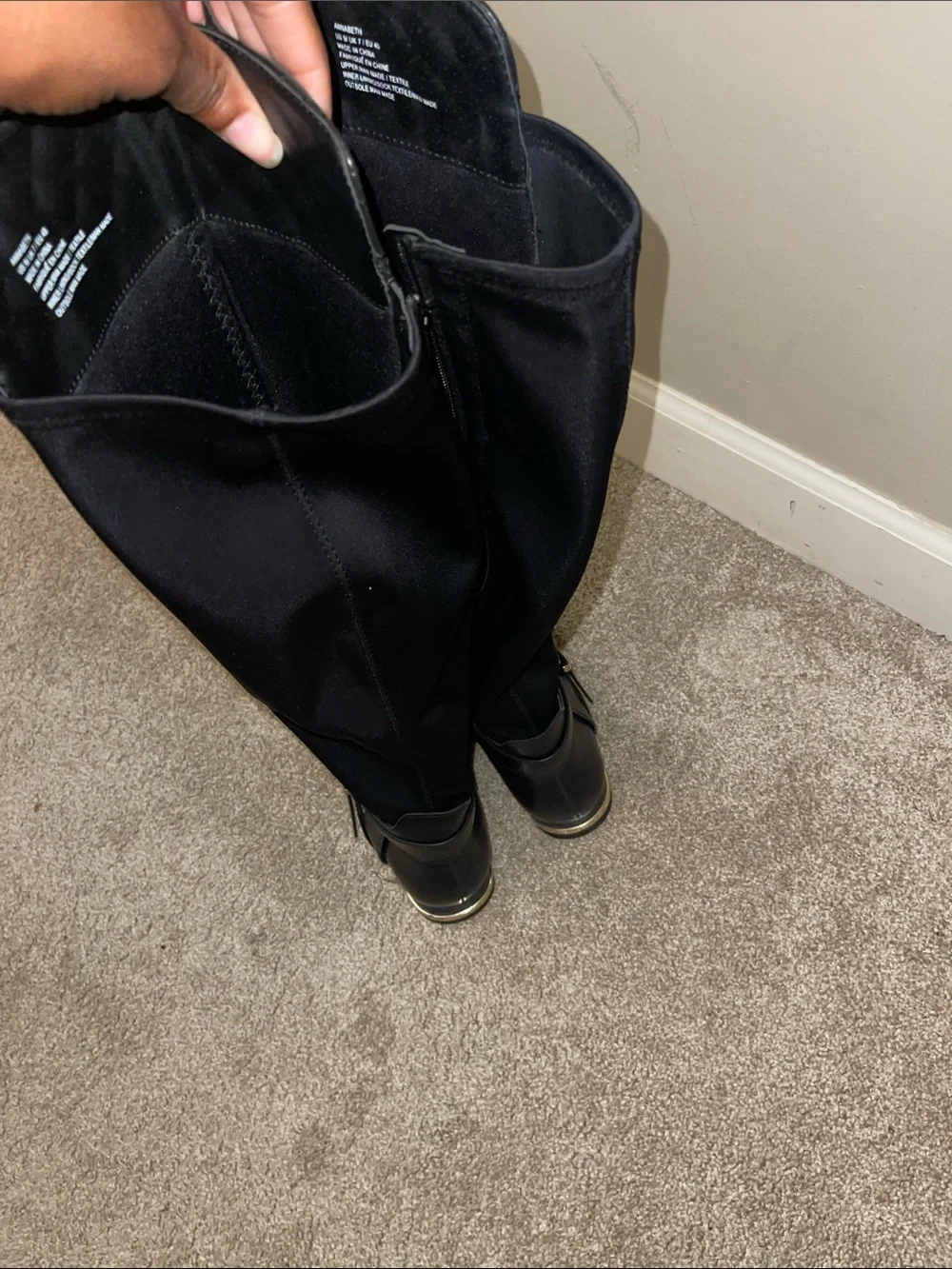 JustFab Black Quilted Over-the-Knee Riding Boots